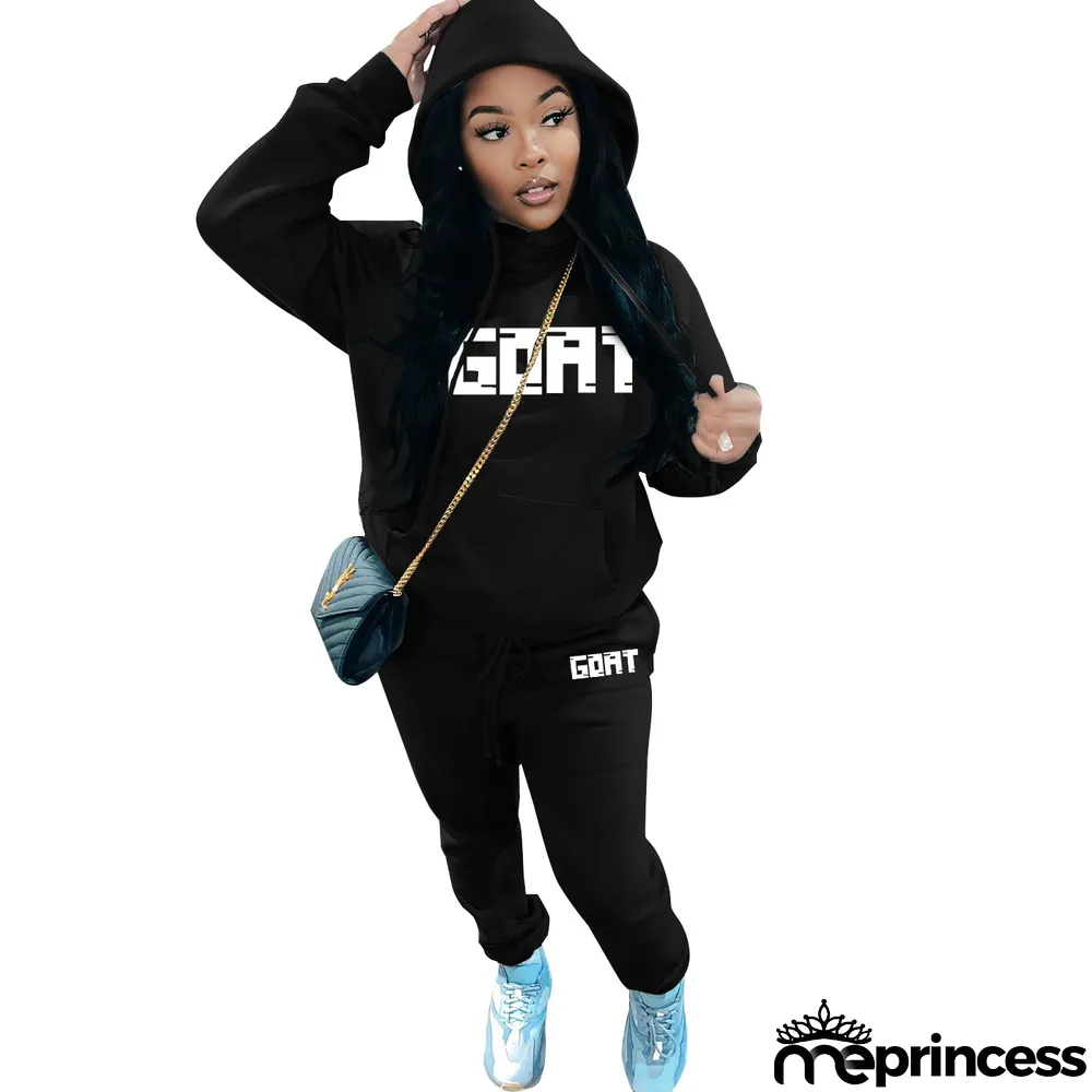 Women's Fashion Casual Fleece Hoodies Two-Piece Hoodie Tracksuit
