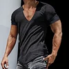 Men's Casual Slim Short Sleeve T-Shirt Sports Fitness Running V Neck Tops by Inlyline