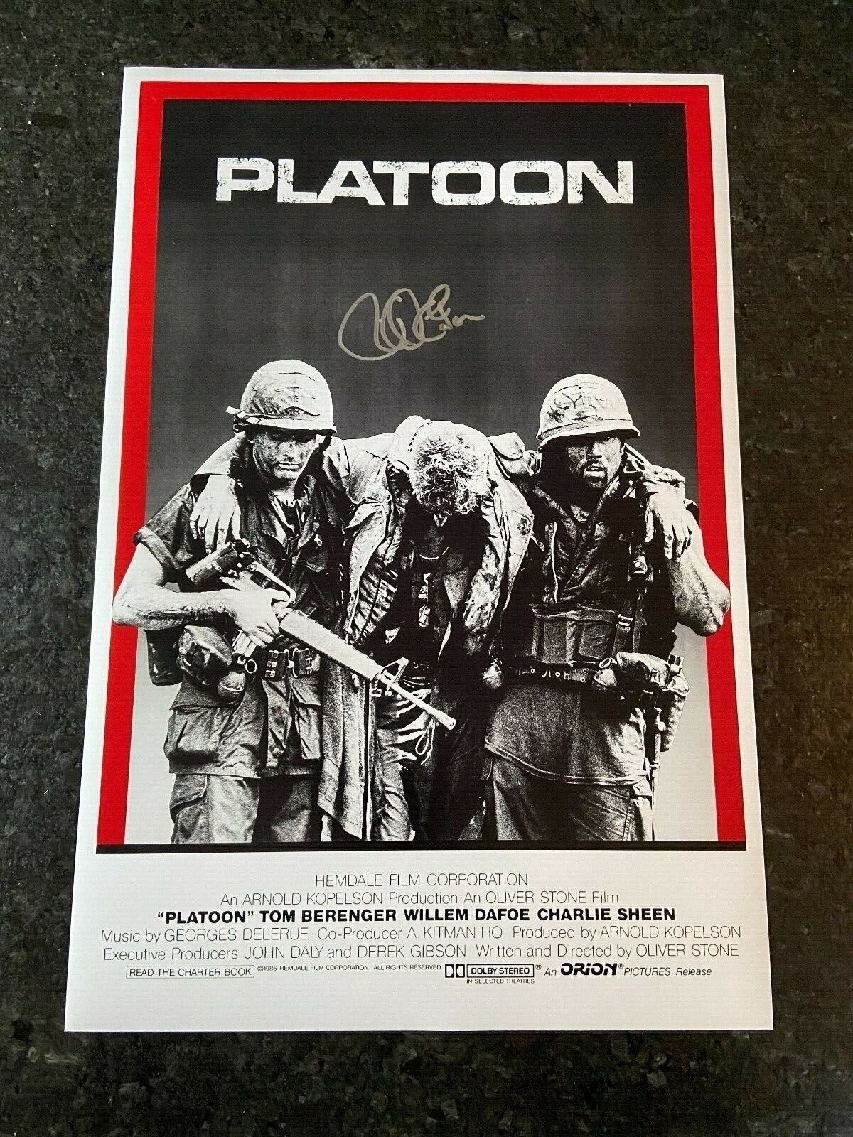 * RICHARD EDSON * signed 12x18 poster * PLATOON * PROOF * 5