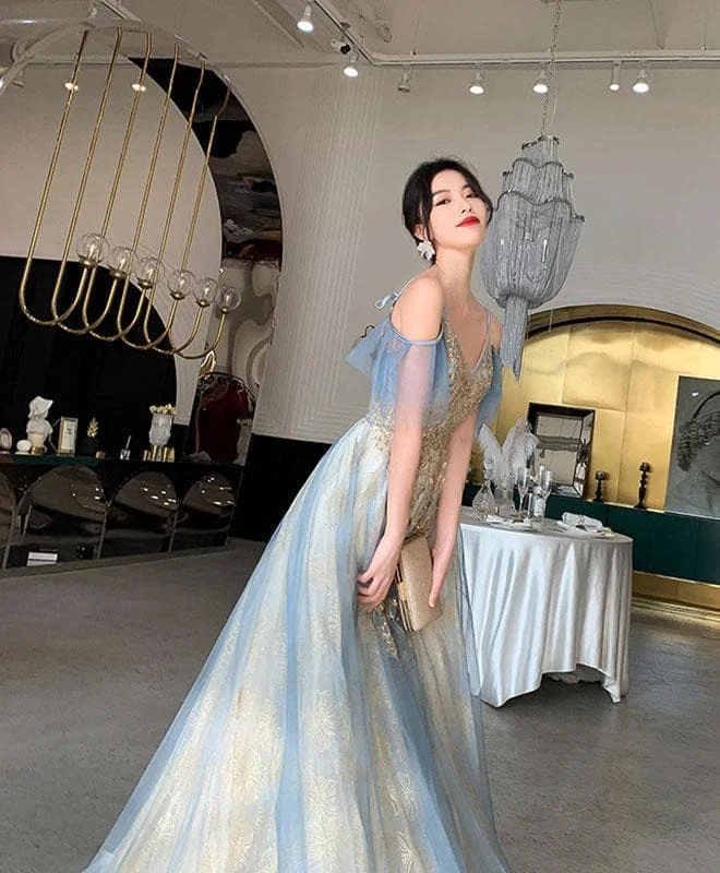 Green Tulle Lace Long Prom Dress, Green Tulle Lace Formal Dress SP17172