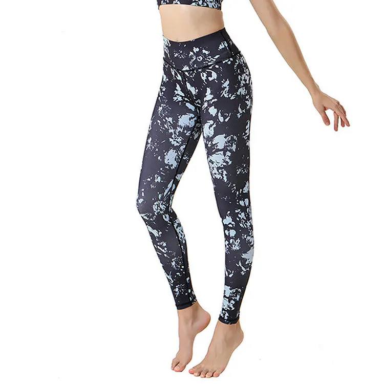 Spots Maple Leaf Print Sports Exercise Fitness High Waist Leggings Women's Yoga Pants