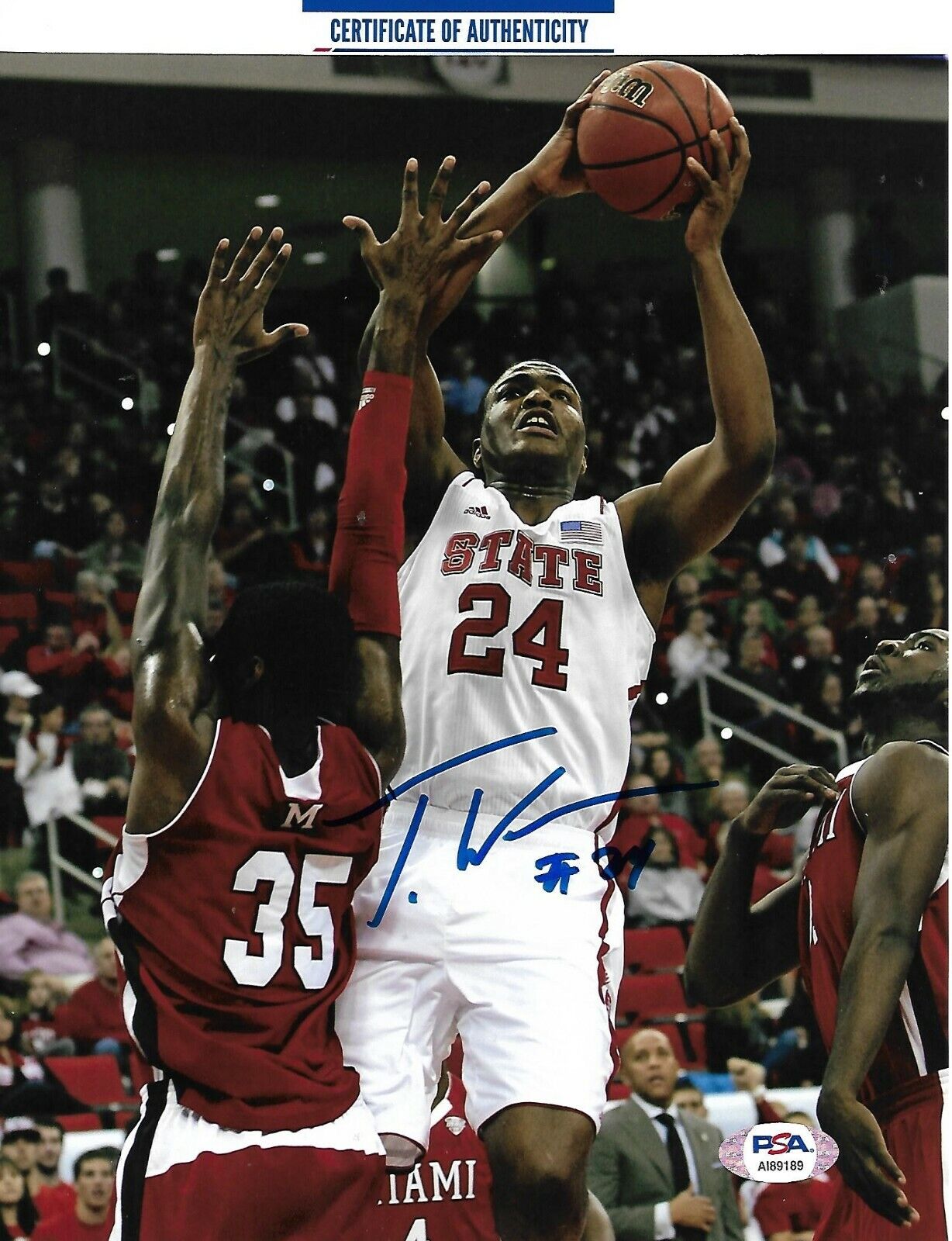 TJ WARREN signed autographed NC STATE WOLFPACK 8X10 Photo Poster painting w/ COA PSA AI89189