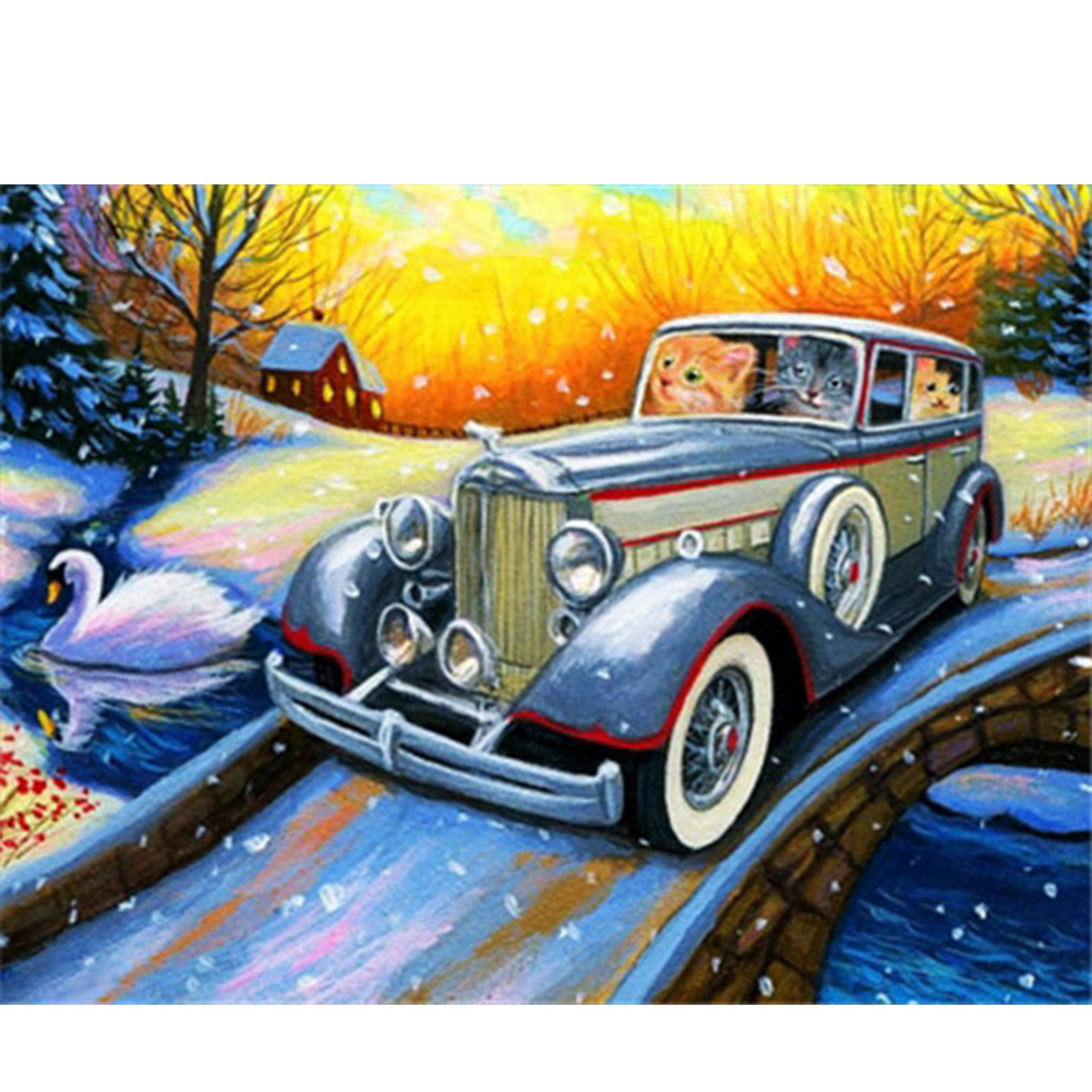 

Car Cat - Round Drill Diamond Painting - 40*30CM, 501 Original
