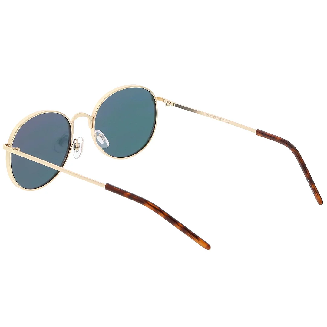 Classic Metal Round glasses Thin Arms Colored Mirror Flat Lens 52mm