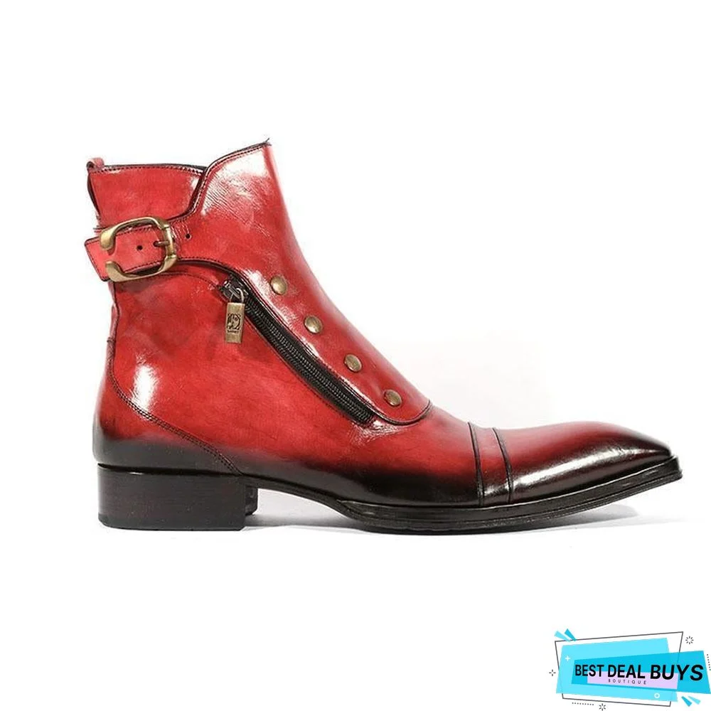 Men's Gentlemen Button Zipper Ankle Boots
