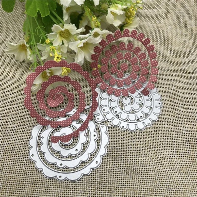 2pcs 3D Garland Spiral Flower Cutting Dies Stencils For DIY Scrapbooking Decorative Embossing Handcraft Die Cutting Template