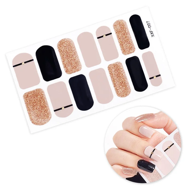 Wholesale Nail Wrap Shiny Nail Art Decor Sticker Full Cover Nail Polish Sticker Nail Strip Summer Nail Sticker for Her