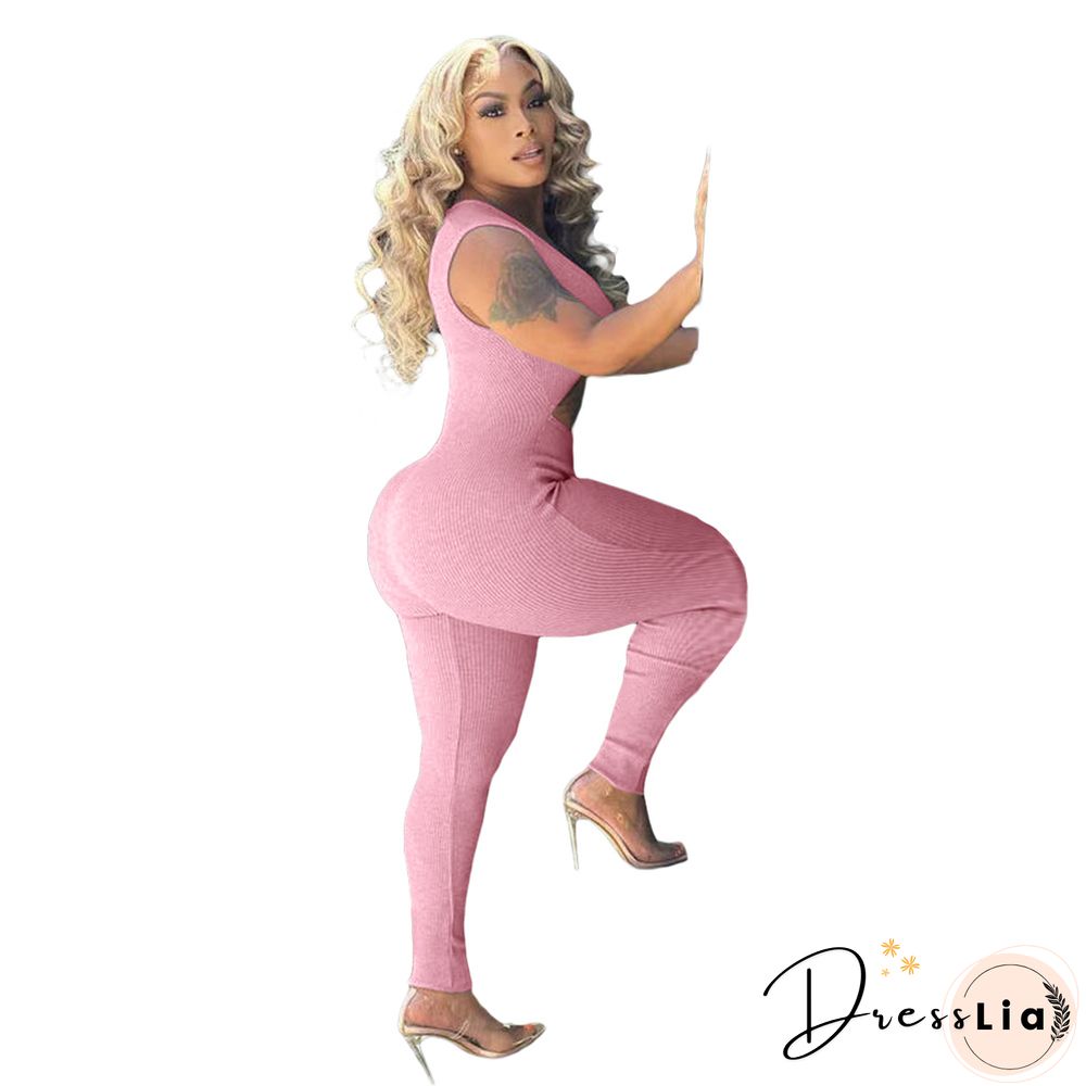 Sleeveless Cut Out Skinny One Piece Jumpsuit