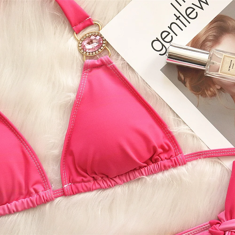 Uveng Uveng 2023 New Bikini Sexy Gradient Print Strap Swimsuit, Luxury Crystal Diamond Vacation Swimsuit