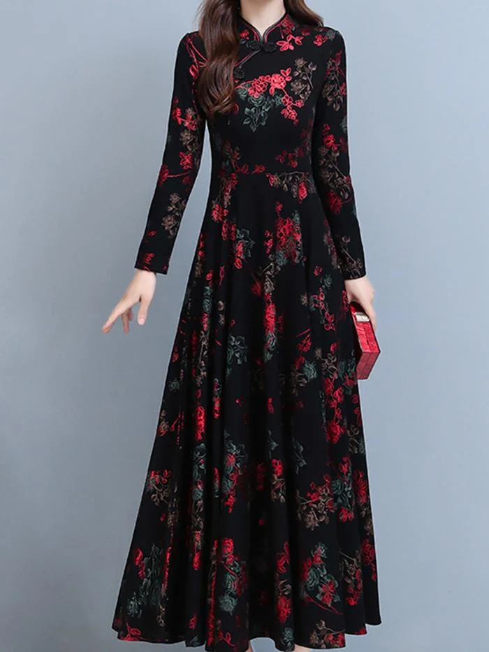 Fashion Long-sleeved Printed Jumpsuit