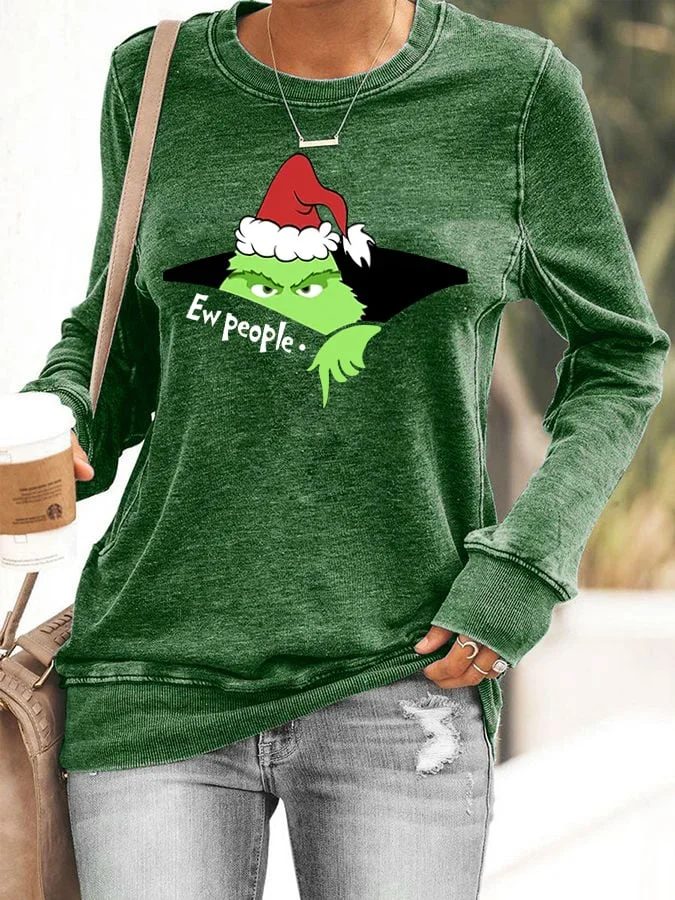 Women's Christmas EW People Print Sweatshirt