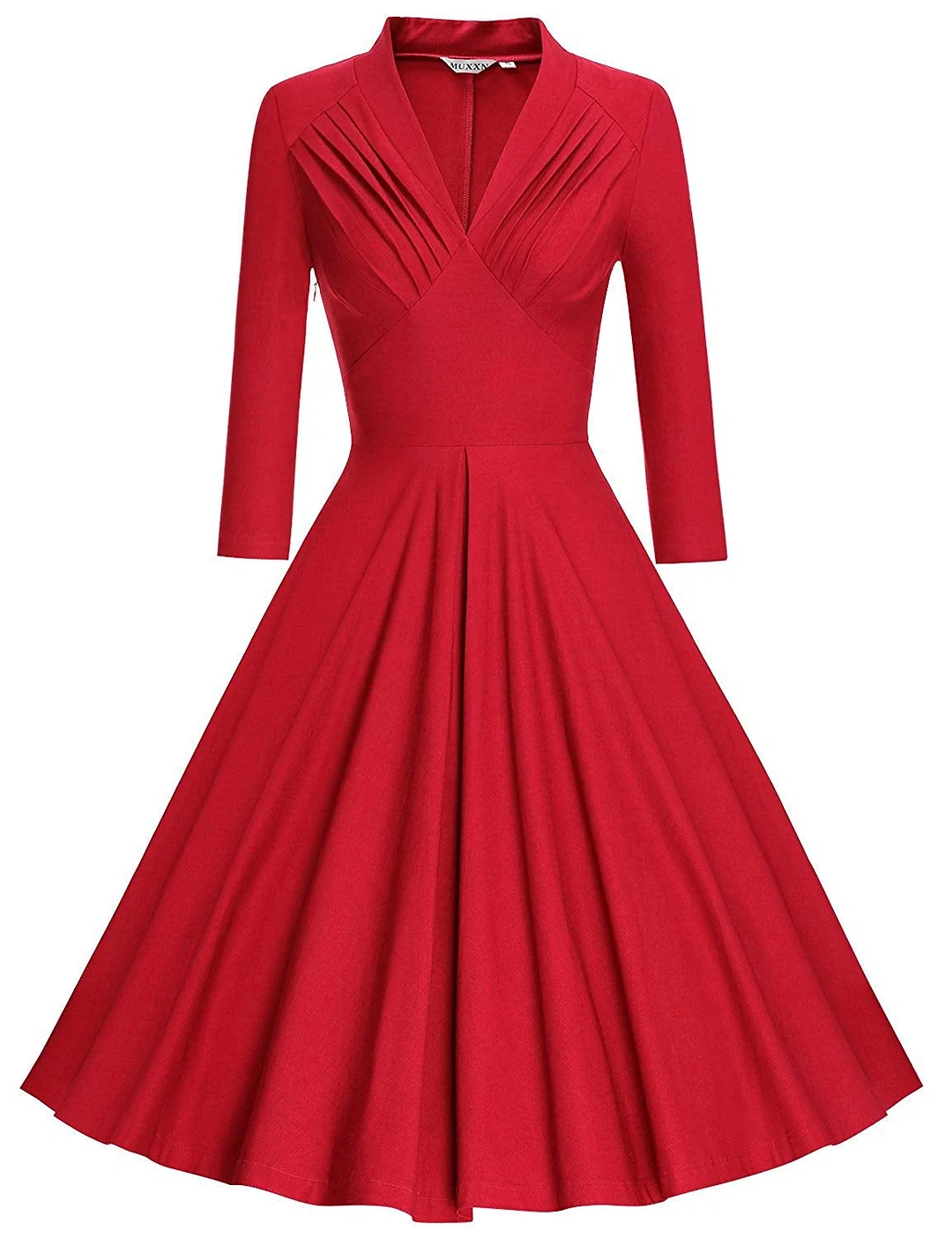 Women's V Neck Elegant 3/4 Sleeve Vintage Bridesmaid Party Dress