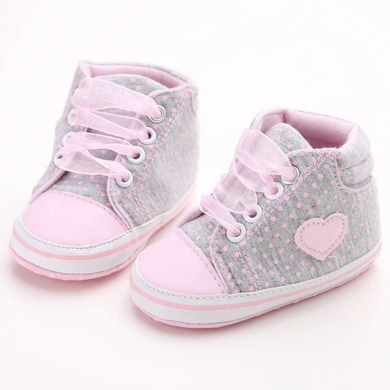 Newnorn Toddler Infant Baby girl Toddler Polka Dot Anti-slip Soft Sole Lace Up Shoe Crib Shoes Cute Baby Shoes
