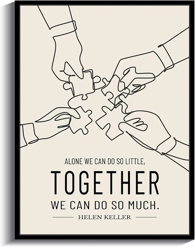 InSimSea Black Framed Canvas Wall Art, Motivational Office Wall Decor, Together Inspirational Home Decor for Living Room Bedroom Classroom, Inspirational Motivational Gifts