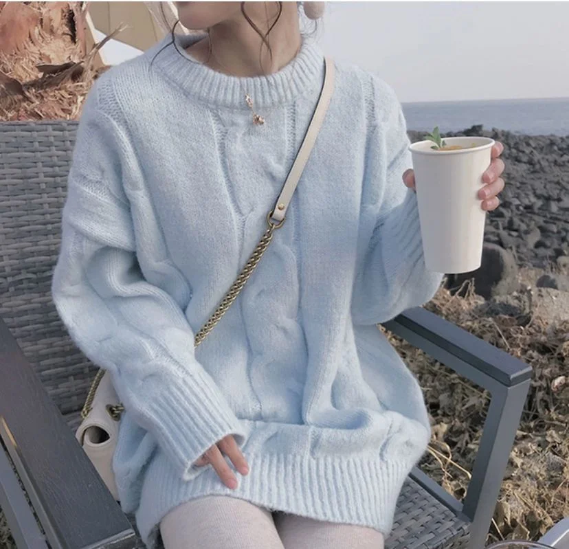 cashmere retro loose thick sweater--Allyzone
