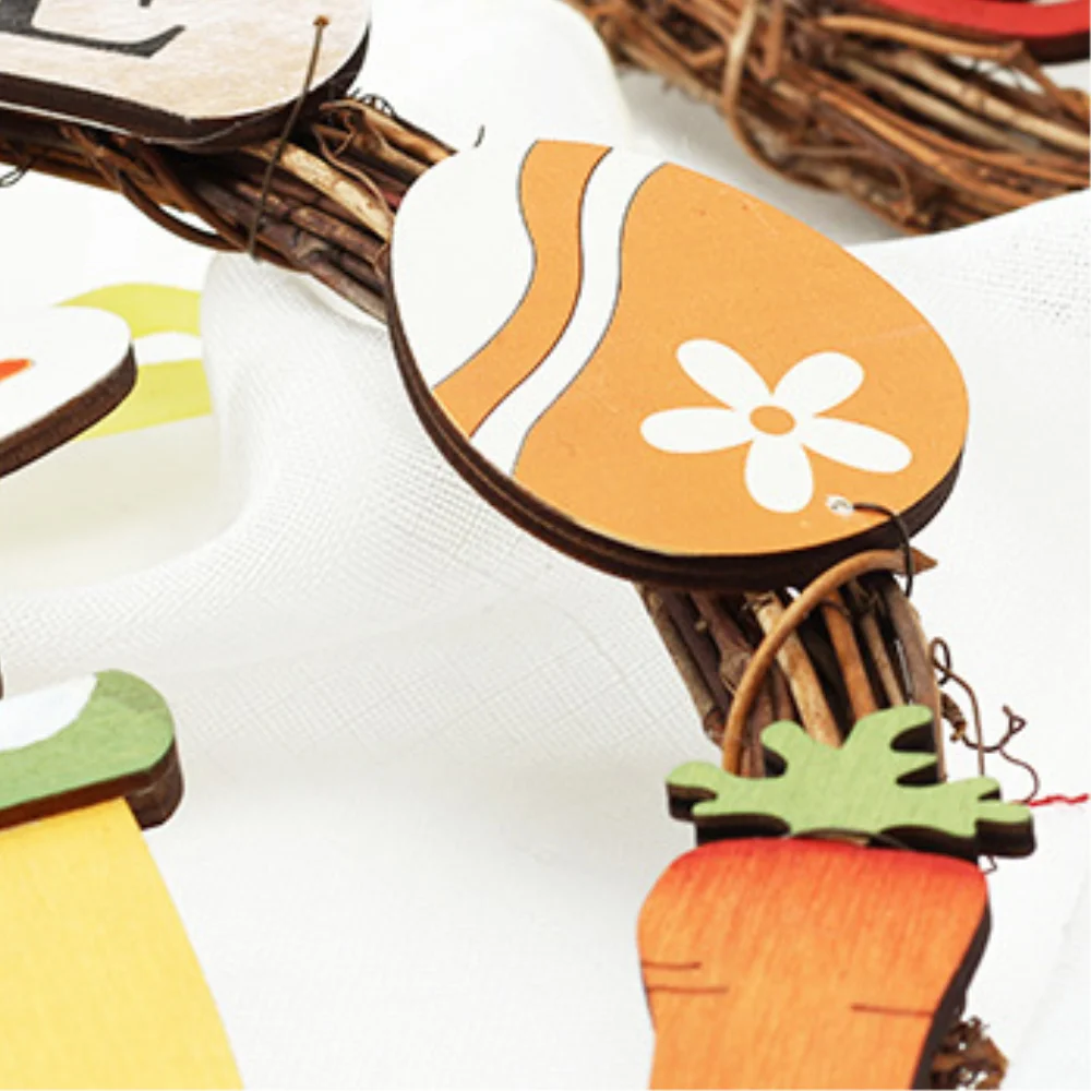 Easter Wooden Bunny Easter Egg Garland Wall Door Hanging Decoration