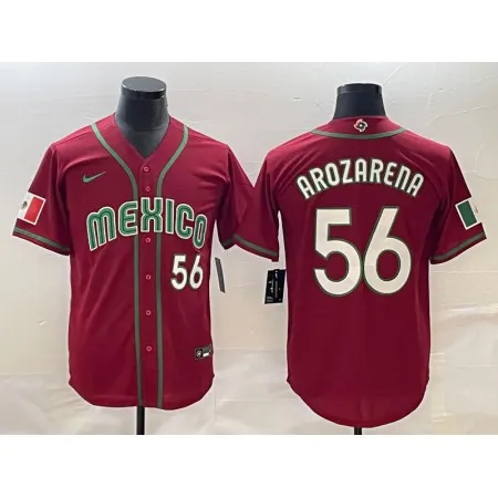 Men's Mexico Baseball #56 Randy Arozarena 2023 Red World Baseball Classic Stitched Jersey BPG8