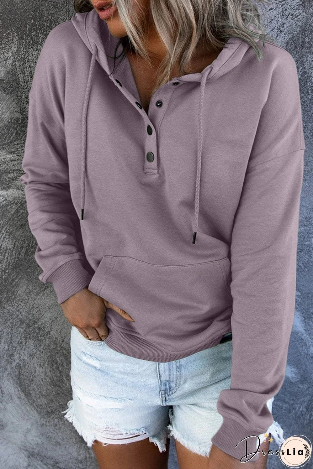 Solid Color Hooded Sweatshirt