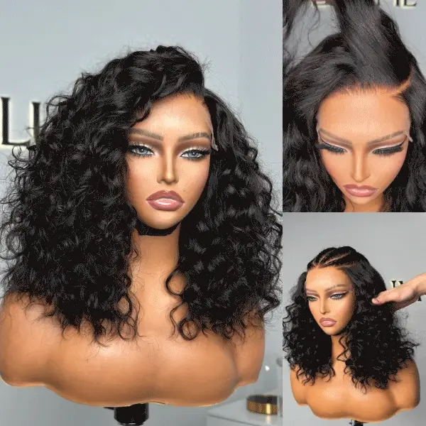PartingMax Glueless Wig Water Wave Versatile 7x6 Closure HD Lace Short Wig Ready To Go