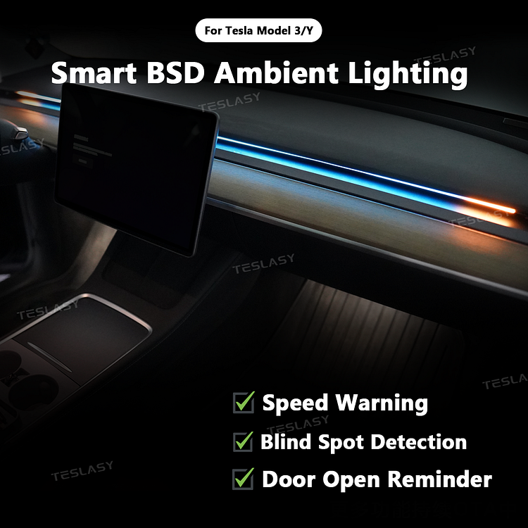 Tesla BSD Blind Spot Detection Smart Ambient Lighting System For Model 3/Y/3 Highland/ Y Juniper