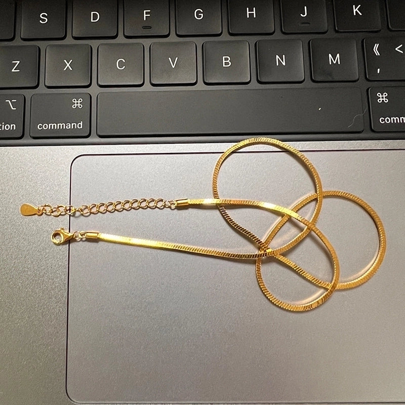 925 Sterling Silver Water Plating Snake Chain Solid Color Necklace