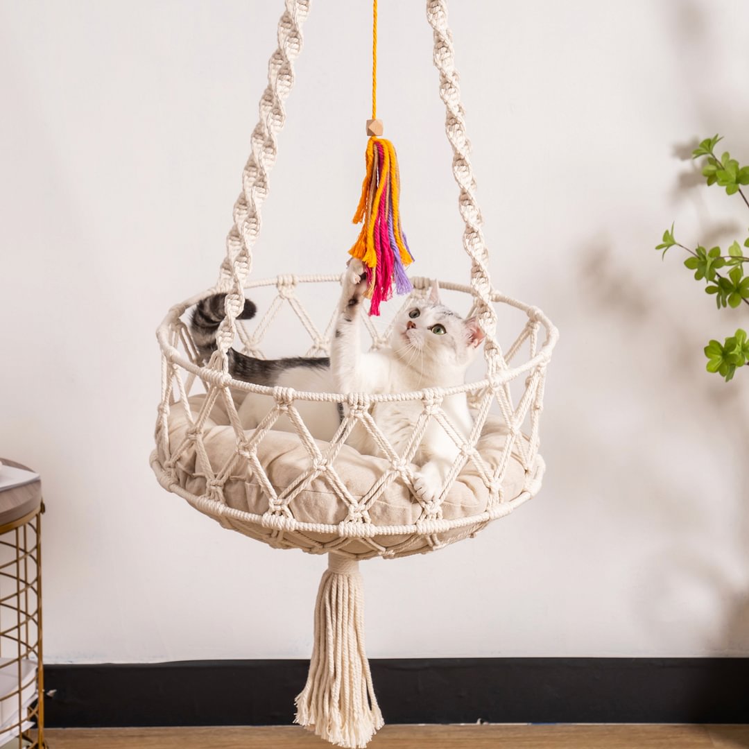 Hanging Macrame Cat Hammock Bed Mewoofun 8212