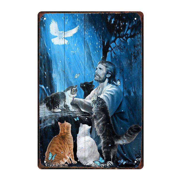 Cat - A Man With Cats Vintage Tin Signs/Wooden Signs - 7.9x11.8in & 11.8x15.7in
