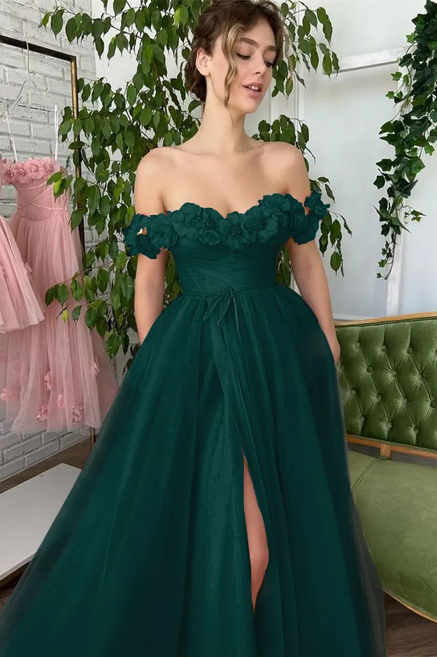 Gorgeous Pink Off-the-Shoulder Long Evening Dress With Split