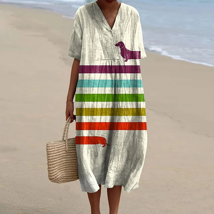 Women's Dachshund Lover Art Print Midi Dress