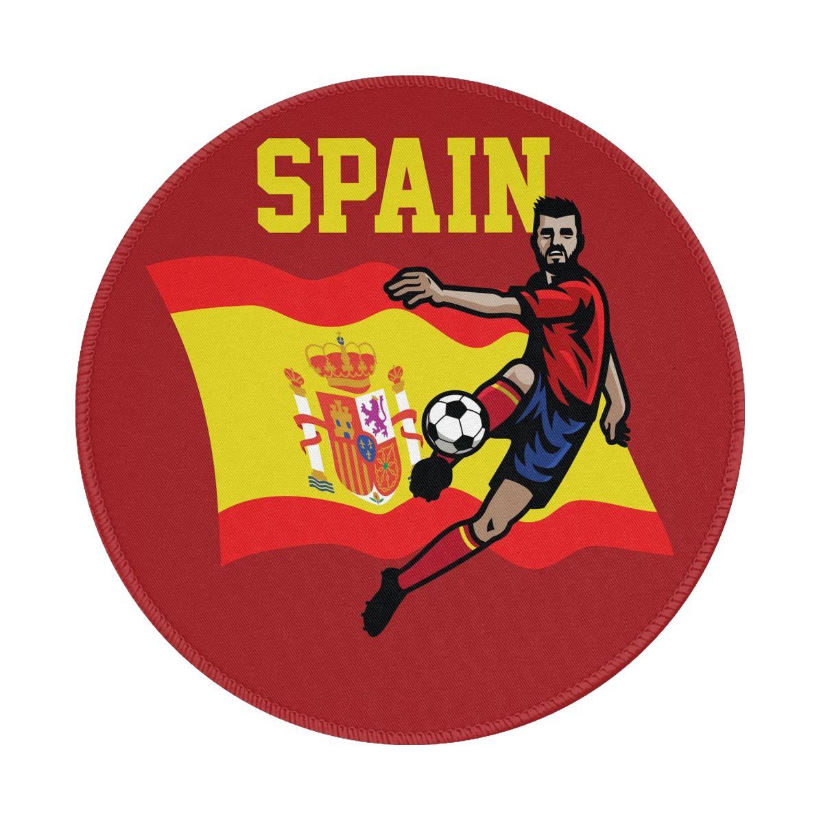 Spain Soccer Player Gaming Round Mousepad for Computer Laptop