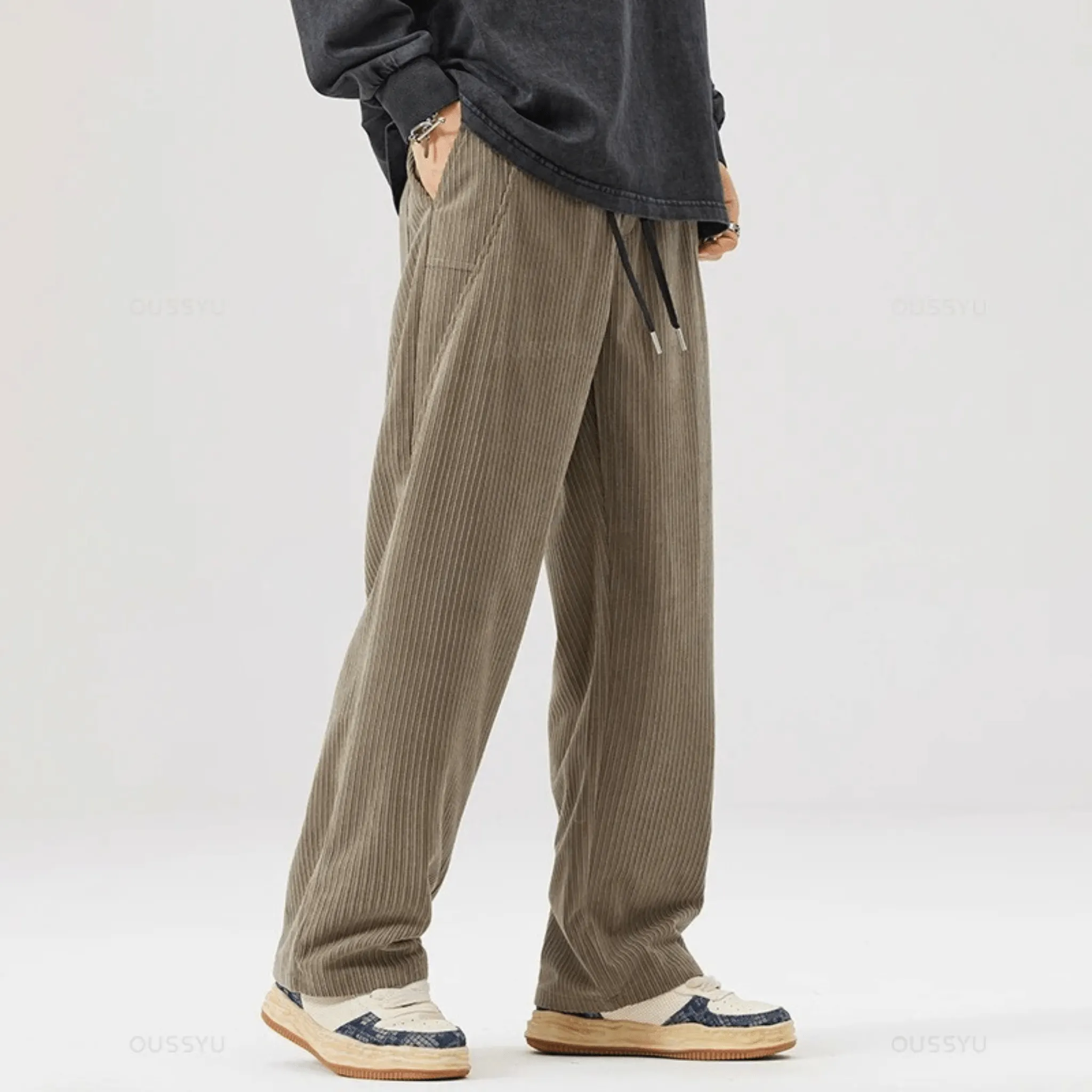 Men's Corduroy Wide-Leg Trousers &ndash; Relaxed Drawstring Fit &ndash; view 2