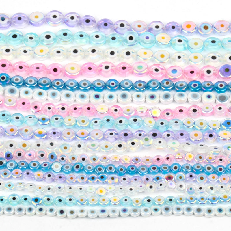 New 6/8/10mm Multi-Color Flat Devil Eye DIY Bracelet Accessories Semi-Finished Products In Stock Mixed Batch