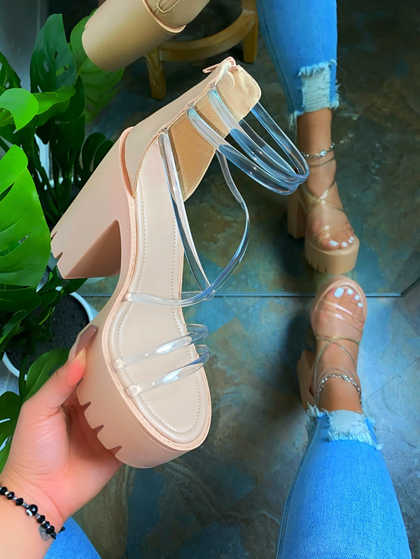 Clear Upper Material Lug Sole Platform Chunky Heel SHILOH