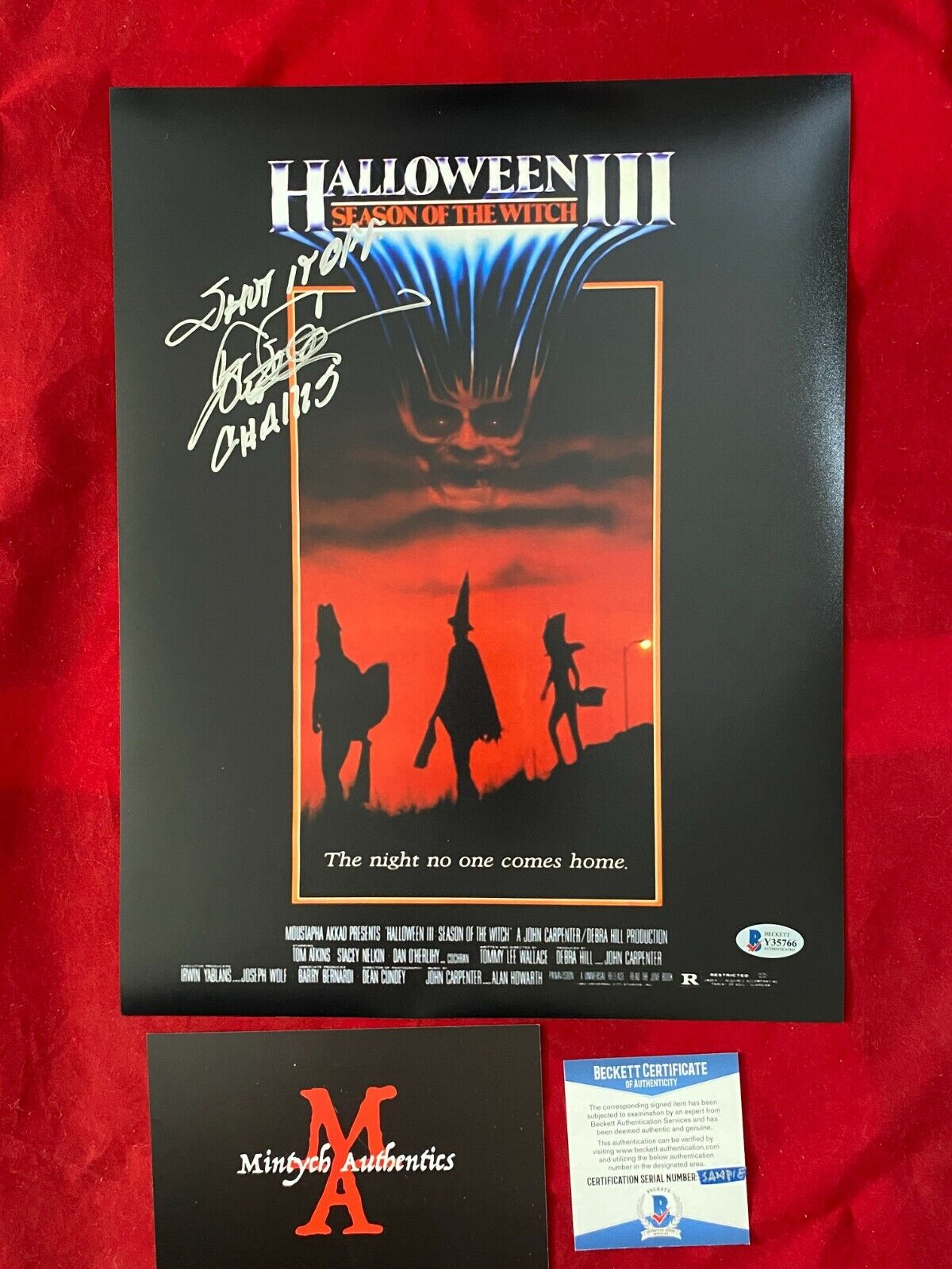 TOM ATKINS AUTOGRAPHED SIGNED 11x14 Photo Poster painting! HALLOWEEN III, BECKETT COA! HORROR!