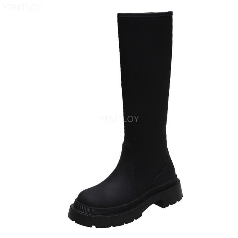 2022 INS Luxury Women Black Long Boots Winter Knee High Designer Patent Leather Plus Size Shoes Ytmtloy Botines De Mujer Sexy