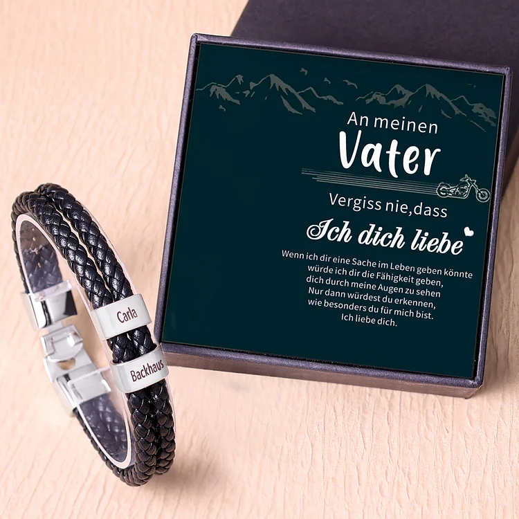 Kettenmachen Personalisiertes 2 Namen Perlen Leder Armband-An Meinen Vater- Geschenk mit Nachrichtenkarte