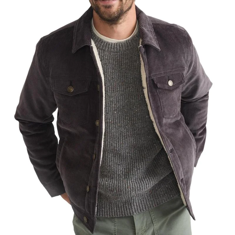 Men's Long Sleeve Lapel Corduroy Warm Jacket