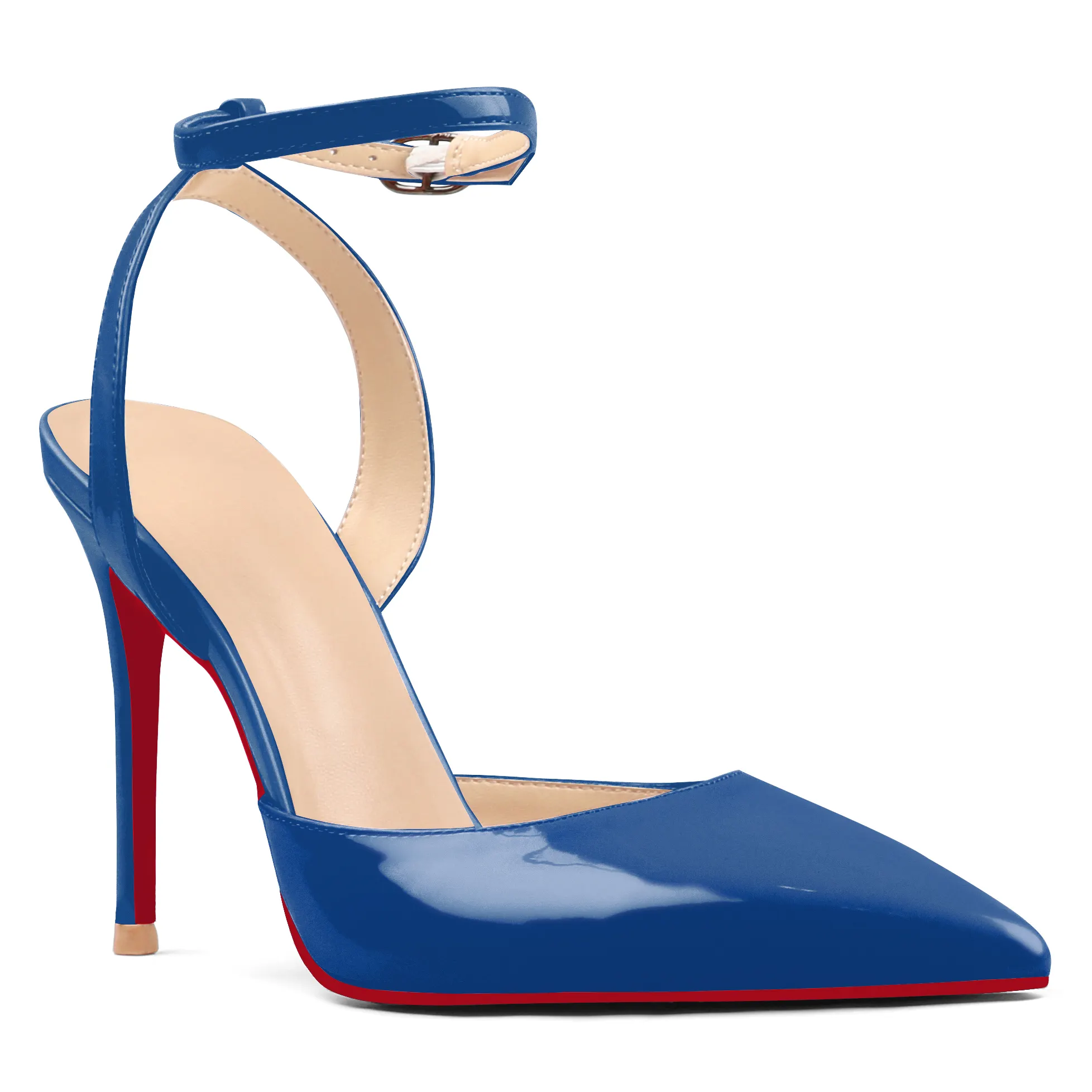 100mm Women&rsquo;s High Heels  Ankle Pointed Toe Strappy Stiletto Dress Party Wedding Slingback Pumps Shoes-vocosishoes
