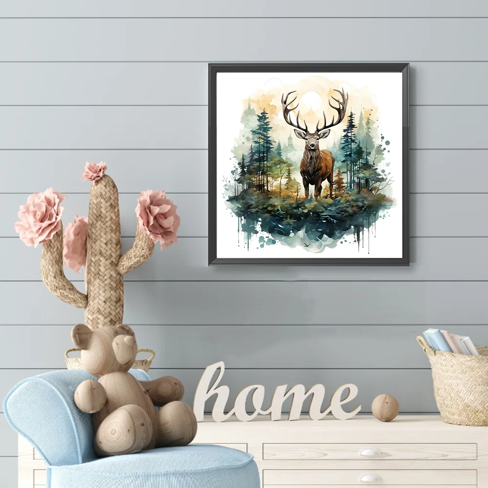 Diamond Painting - Full Round Drill - Forest Deer(Canvas|30*30cm)