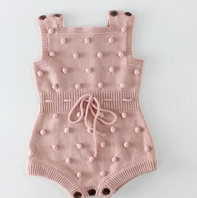 Knitted Baby Clothes 2021 Newborn Baby Rompers Handmade Pompom Baby Girl Romper 100% Cotton Infant Baby Boys Jumpsuit Overalls