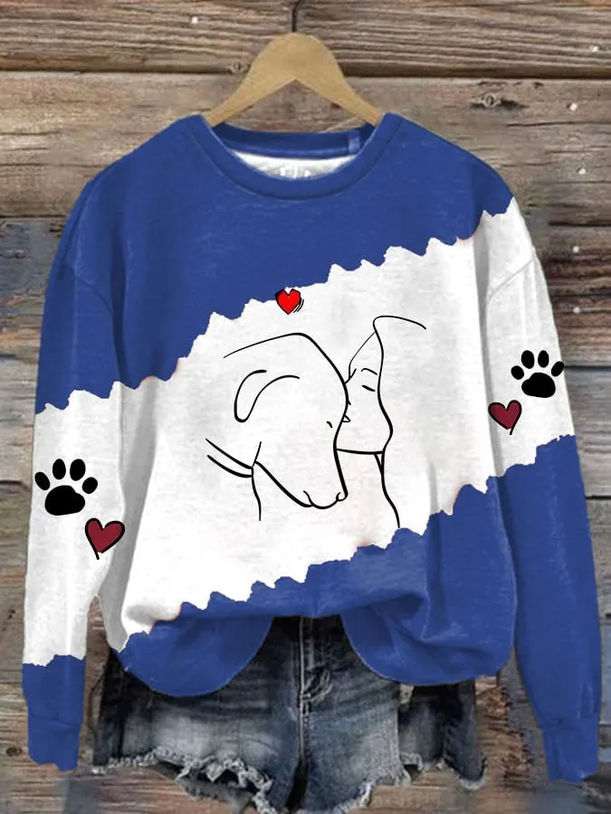 Women's Casual Color Block Print Long Sleeve Sweatshirt