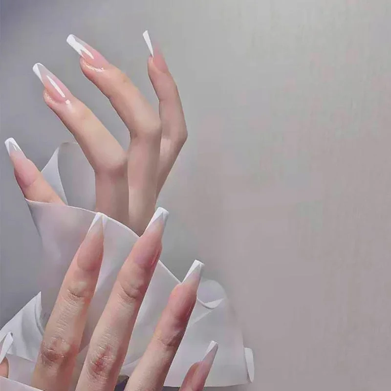 24pcs/set Press on Nail Tips Acrylic 10 Sizes Flower Design Fake Nails Art Full Cover French False Nail Art Tips Artifical Nails-Nail Inspo