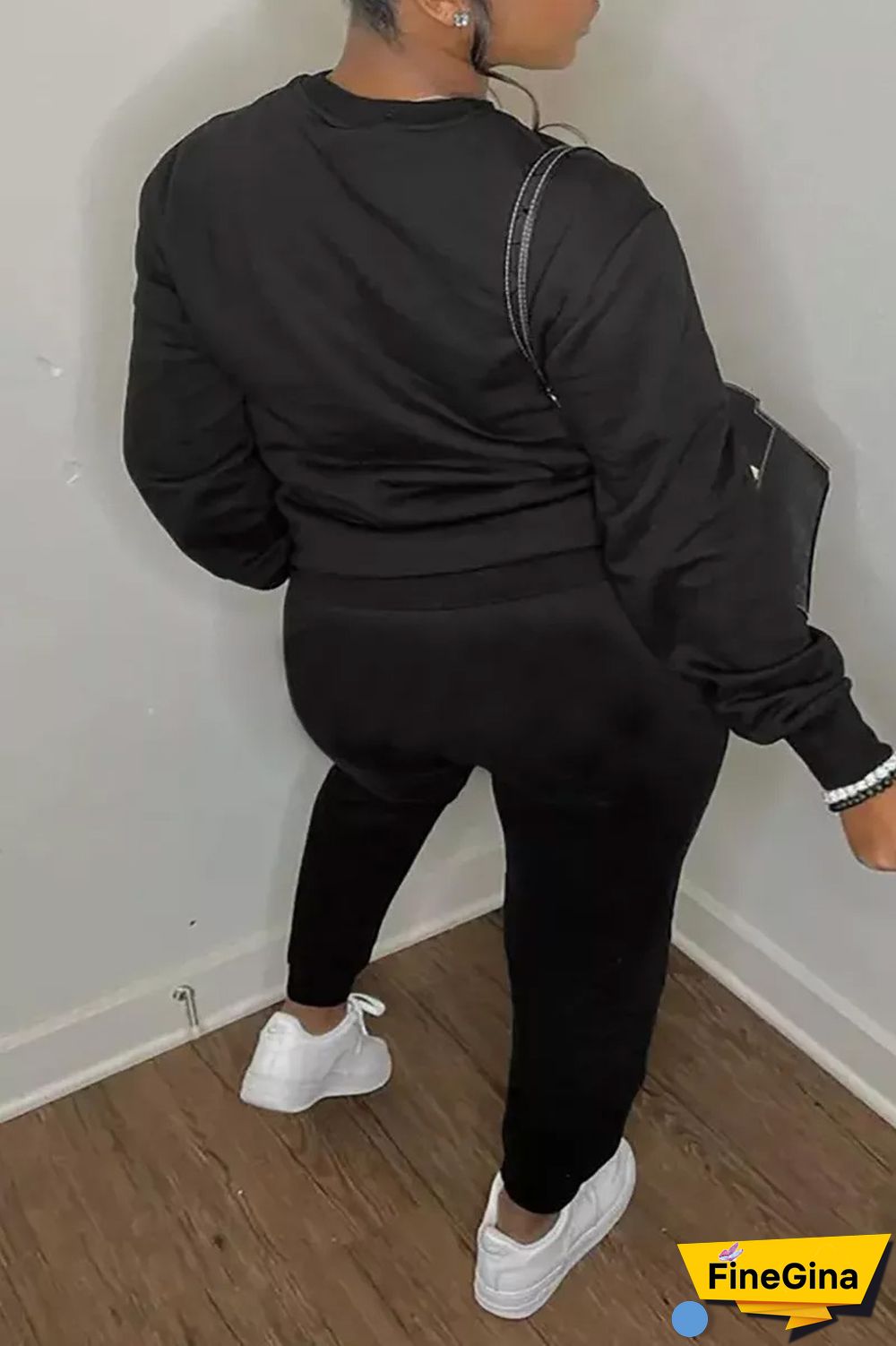 Blue Street Print Letter O Neck Tops