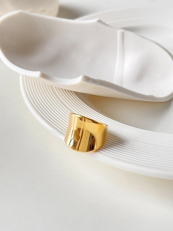 Commute Solid Color 304 Stainless Steel 18K Gold Plated Plating Rings