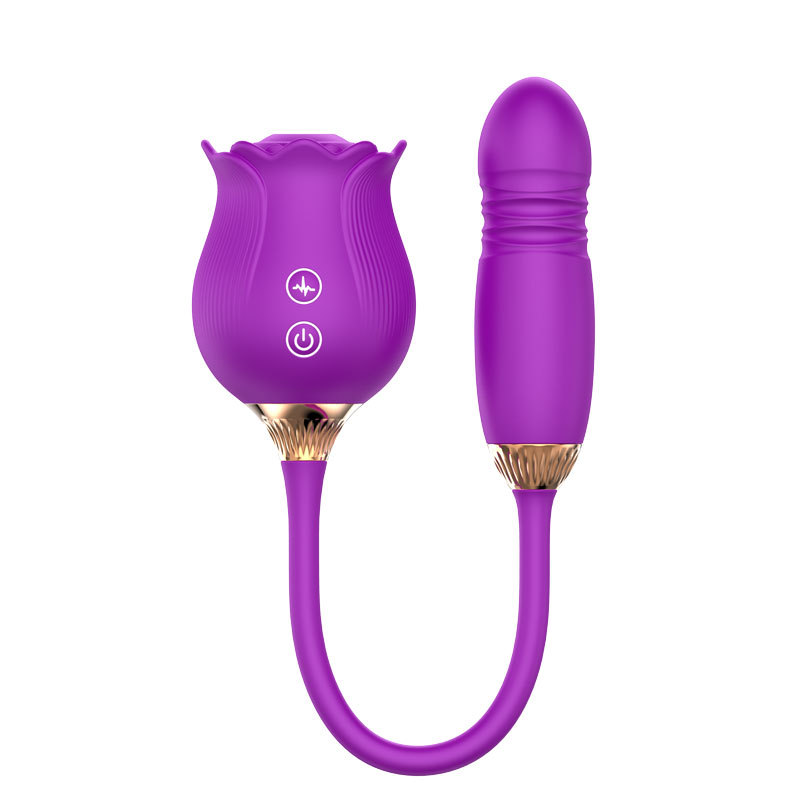 Adult Rose Toy Suction Vibrator With Thrusting Dildo - Rose Toy