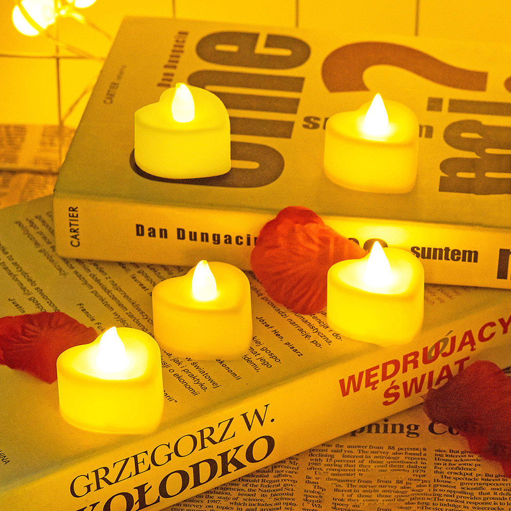 

6pcs Heart Shaped LED Candle Light Romantic Atmosphere Lamp Wedding Decor, 501 Original