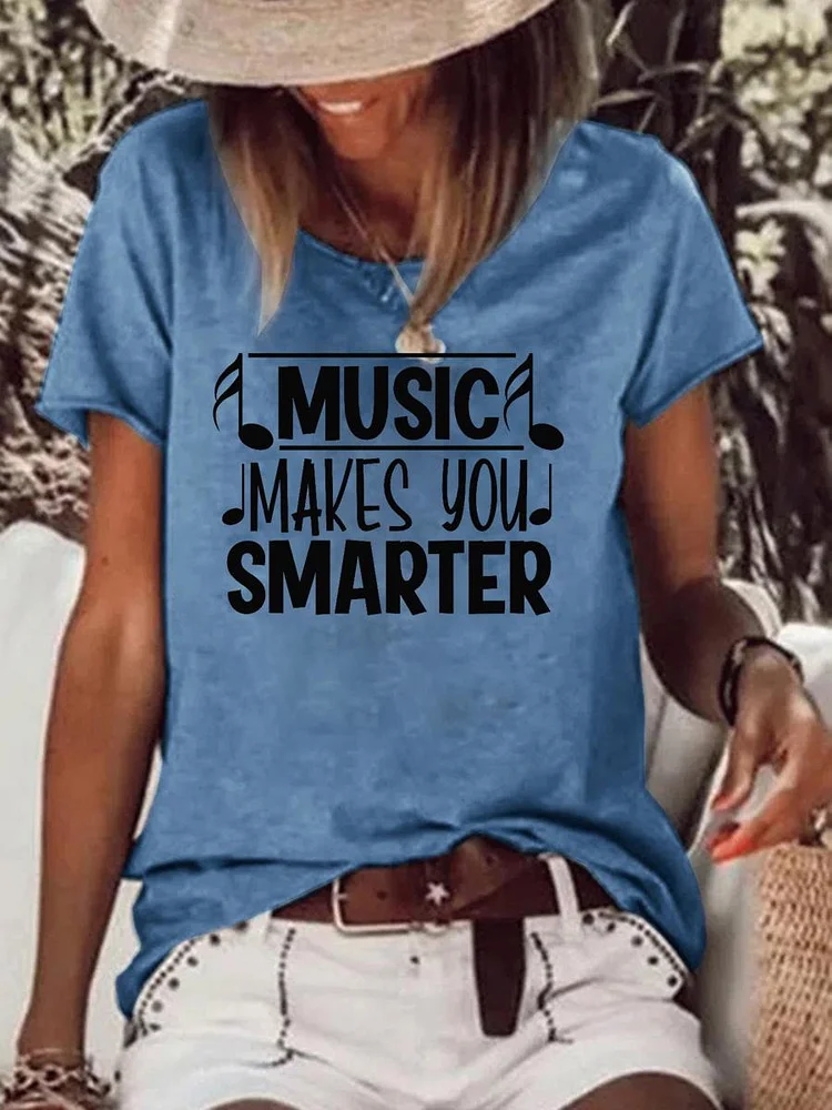 MUSIC MAKES YOU SMARTER Raw Hem Tee