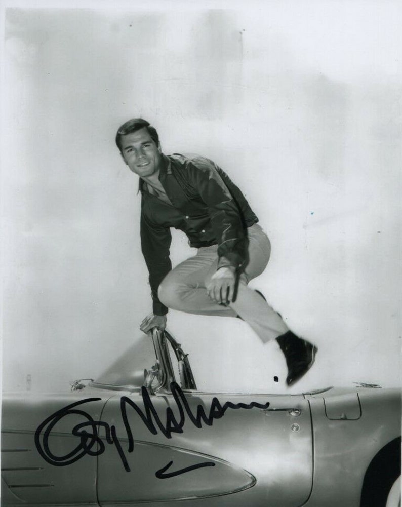 George maharis signed autographed route 66 buz murdock corvette Photo Poster painting