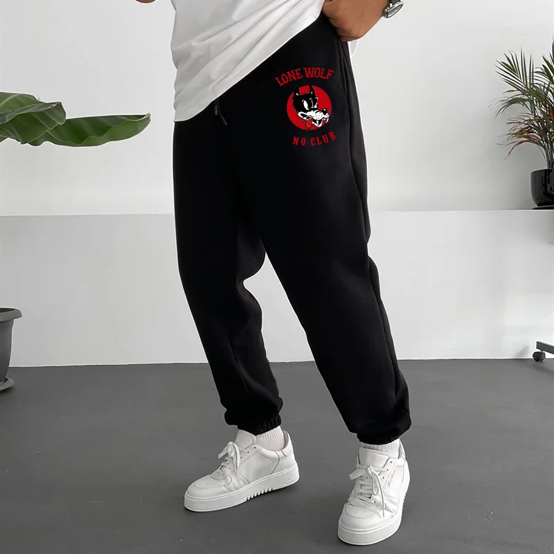 LONE WOLF NO CLUB Big Wolf Print Men's Sweatpants