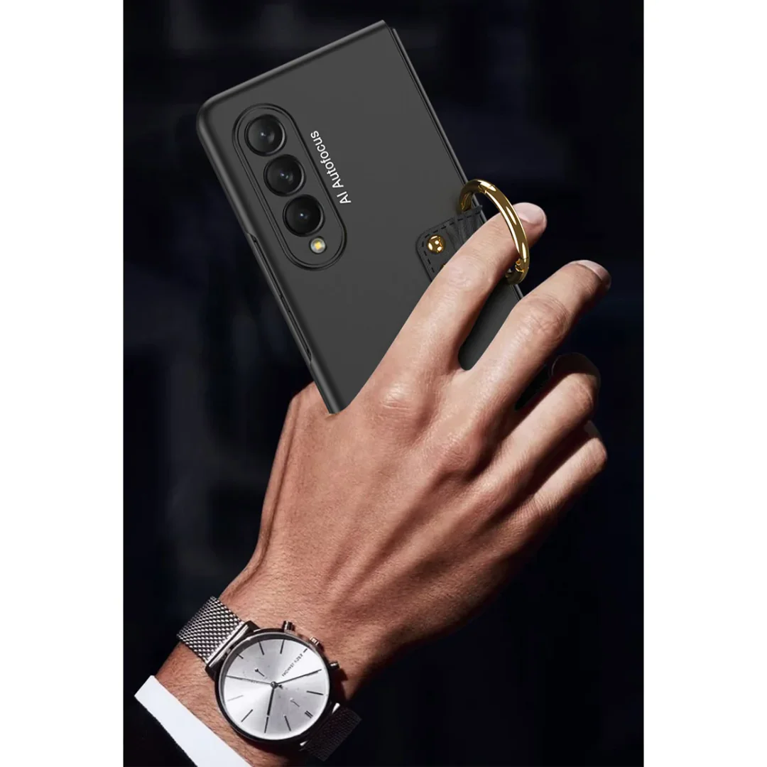 Applicable To Samsung Z Fold3/Z Fold4 Ultra-Thin Full Shell Membrane Skin Feeling Ring Bracket Mobile Phone Case